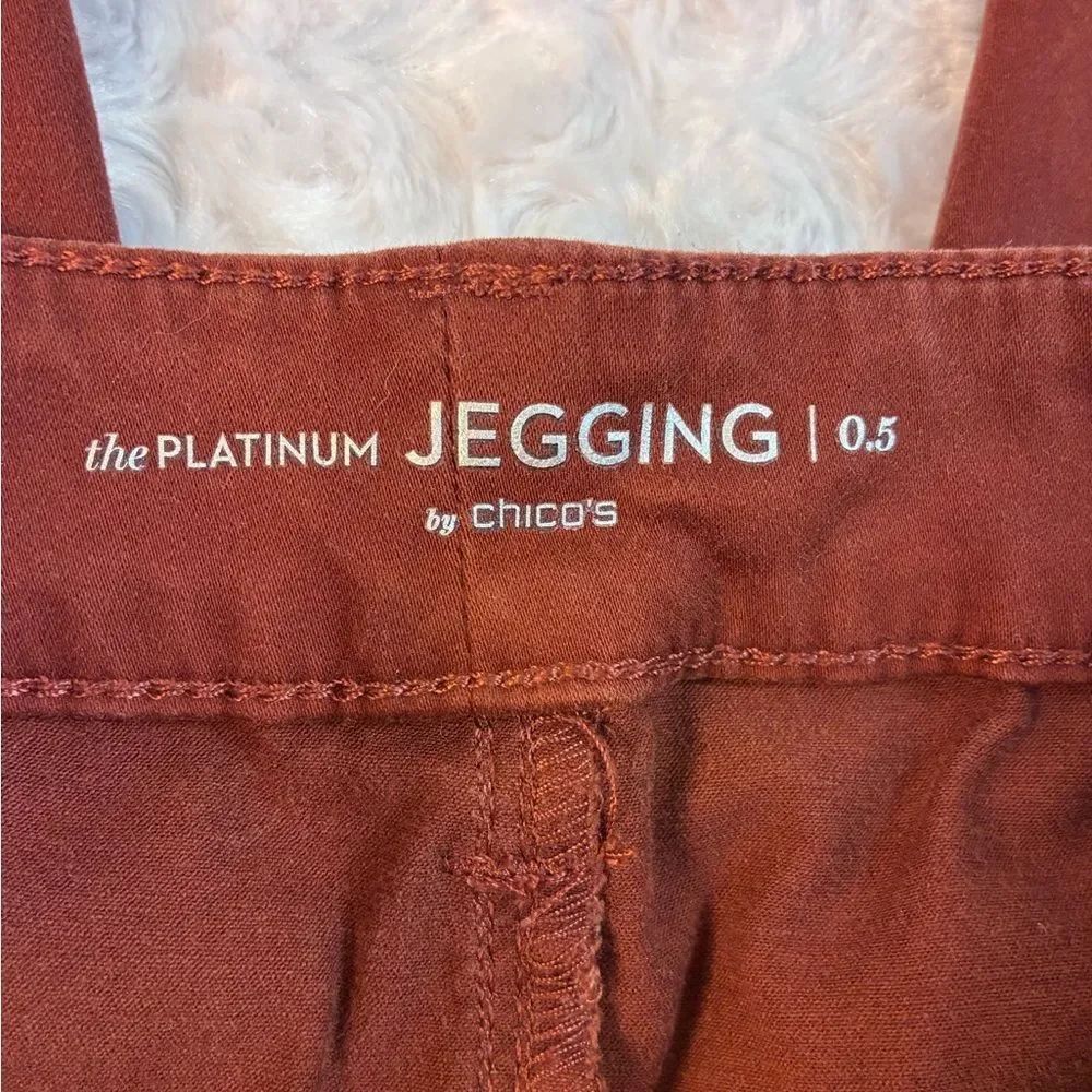 Chico's Platinum Rich Rust Front & back pocket Jeggings runs big! High waist - Picture 6 of 11